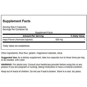 Swanson Full - Spectrum Hops - Promoting Stress, Focus & Mood Support (180 Capsules) - Suppviv