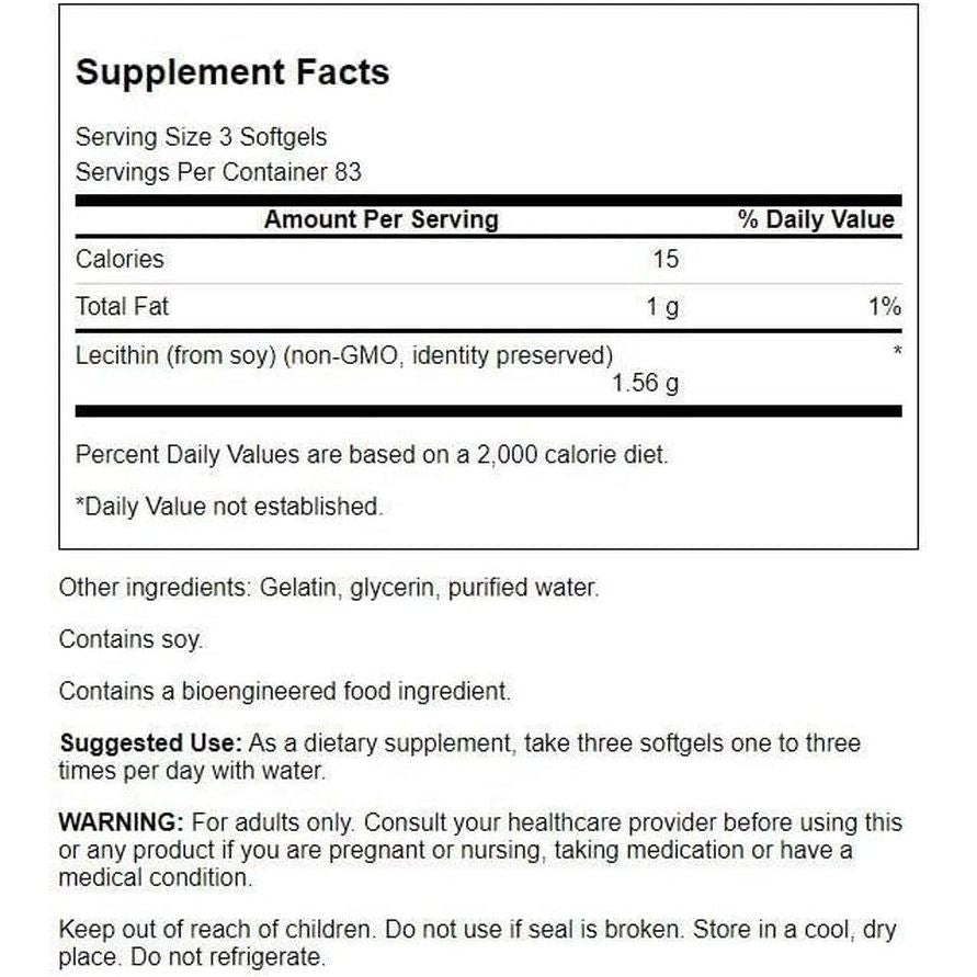 Swanson Lecithin Non - Gmo 520 Milligrams 250 Softgels - Suppviv