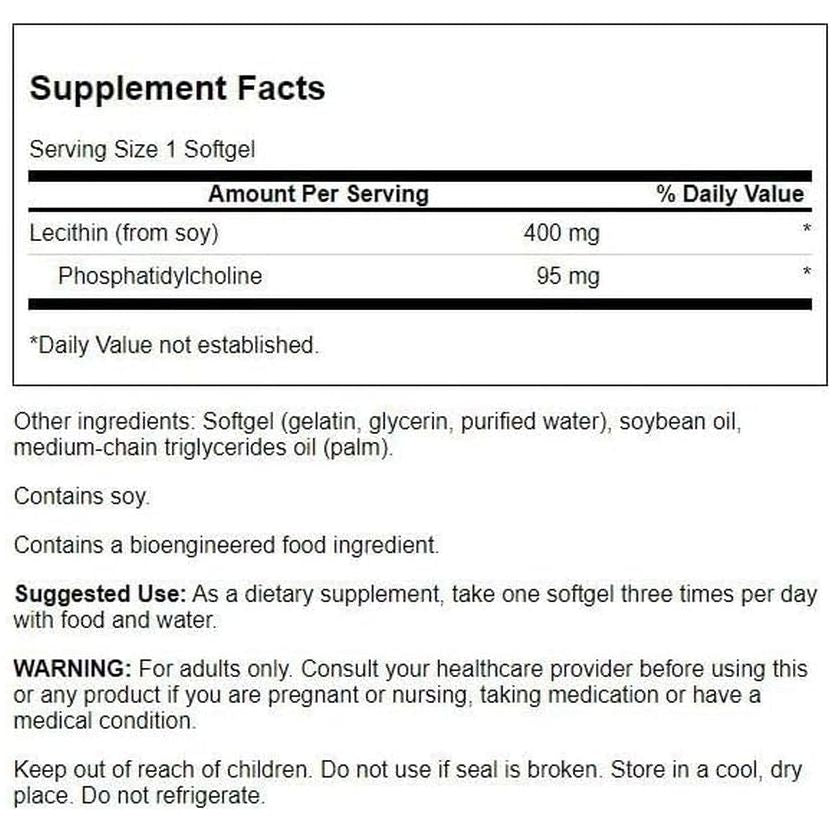 Swanson Supreme Lecithin with Phosphatidylcholine 300 Sgels - Suppviv