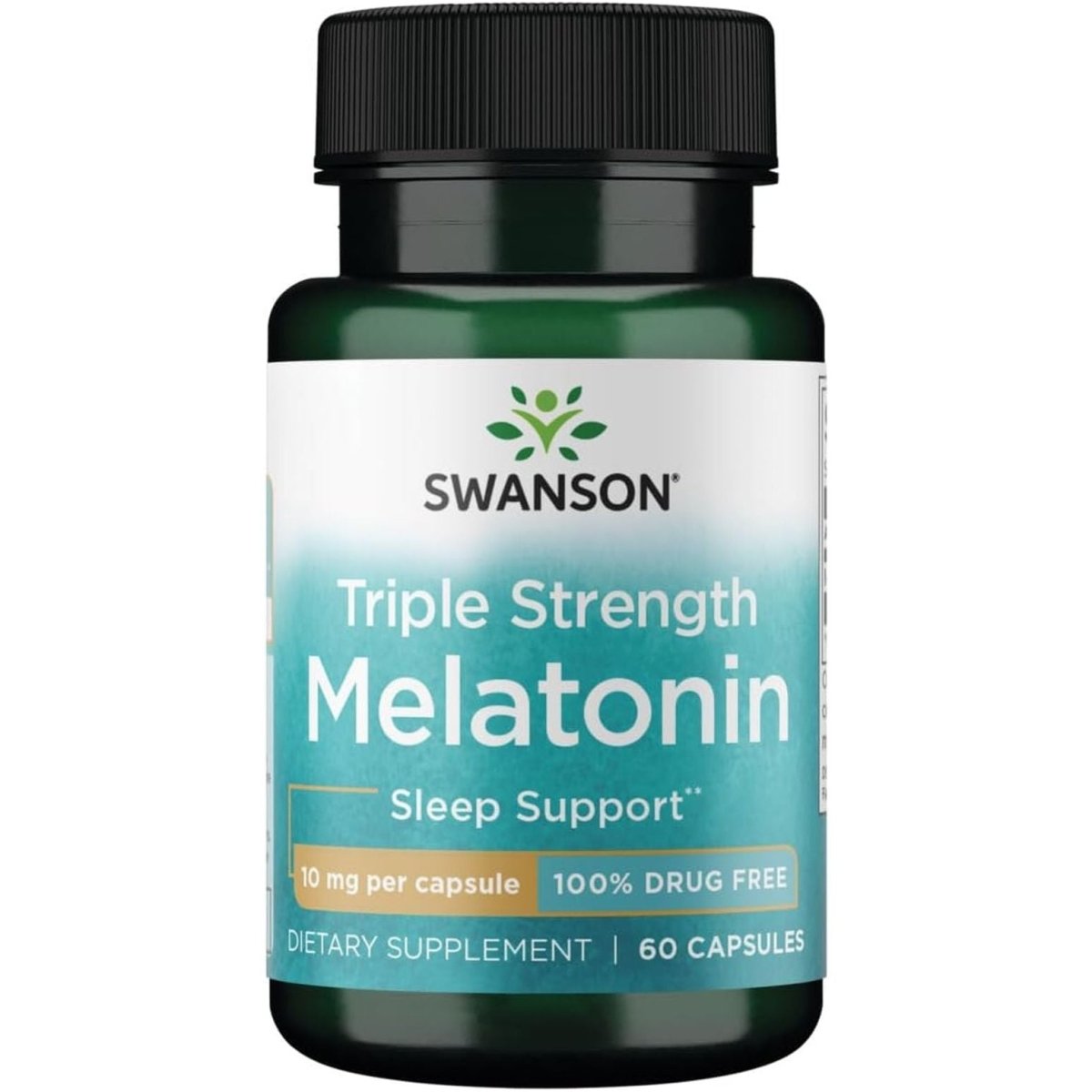 Swanson Triple Strength Melatonin - Natural Sleep Support (60 Capsules, 10Mg Each) - Suppviv