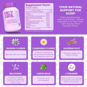 Sweet Dreams Sleep Aid - Sleeping Pills with Natural Melatonin 60 Capsules - Suppviv