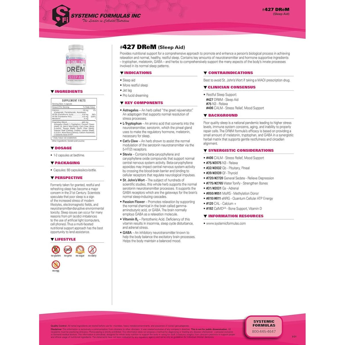 Systemic Formulas: #427 - Drem - Sleep Aid - Suppviv