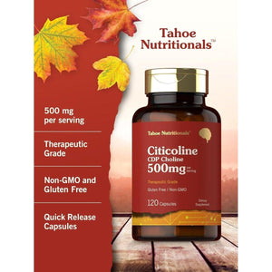 Tahoe Nutritionals Citicoline 500Mg | 120 Capsules | CDP Choline Supplements | Therapeutic Grade |.