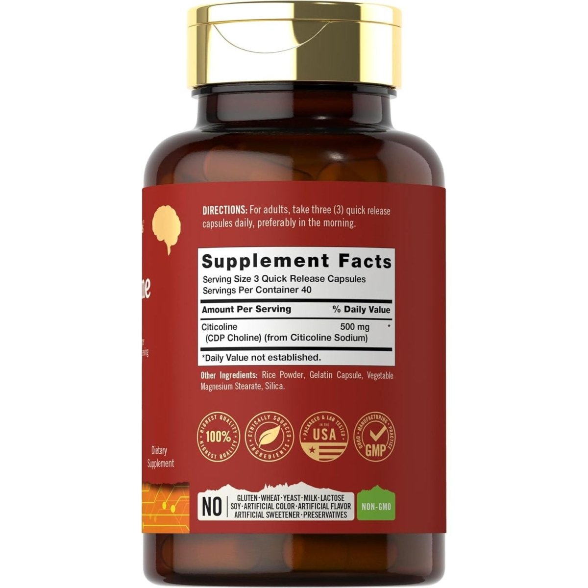 Tahoe Nutritionals Citicoline 500Mg | 120 Capsules | CDP Choline Supplements | Therapeutic Grade | - Suppviv