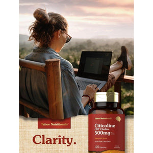 Tahoe Nutritionals Citicoline 500Mg | 120 Capsules | CDP Choline Supplements | Therapeutic Grade |.