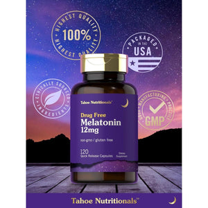Tahoe Nutritionals Melatonin 12 Mg - 120 Quick Release Capsules - Suppviv