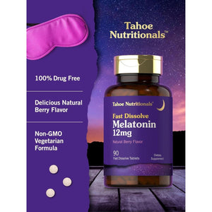 Tahoe Nutritionals Melatonin 12Mg - 90 Fast Dissolve Tablets - Suppviv