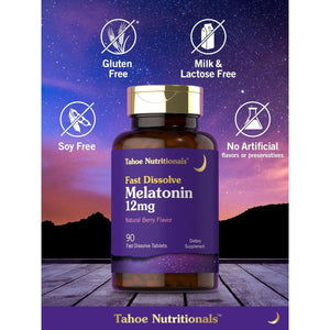 Tahoe Nutritionals Melatonin 12Mg - 90 Fast Dissolve Tablets - Suppviv