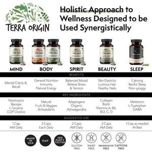 TERRA ORIGIN Sleep 5Mg Melatonin, L - Tryptophan - 60 Capsules - Suppviv