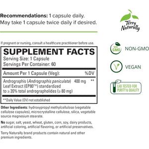 Terry Naturally Andrographis EP80 Extra Strength - 60 Capsules - Suppviv
