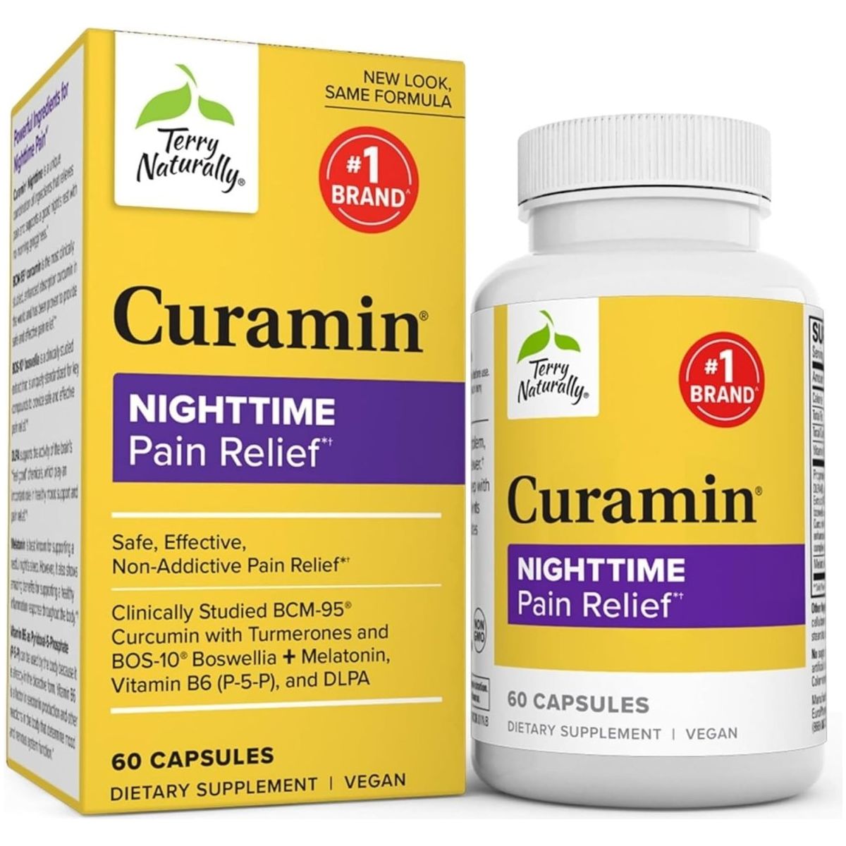 Terry Naturally Curamin Nighttime - Curcumin & DLPA Capsule Supplement - Non - Gmo Supplement to Support Healthy Sleep & Relaxation - Herbal Supplement with Melatonin - 60 Capsules - Suppviv