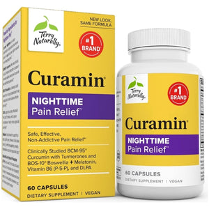Terry Naturally Curamin Nighttime - Curcumin & DLPA Capsule Supplement - Non - Gmo Supplement to Support Healthy Sleep & Relaxation - Herbal Supplement with Melatonin - 60 Capsules - Suppviv