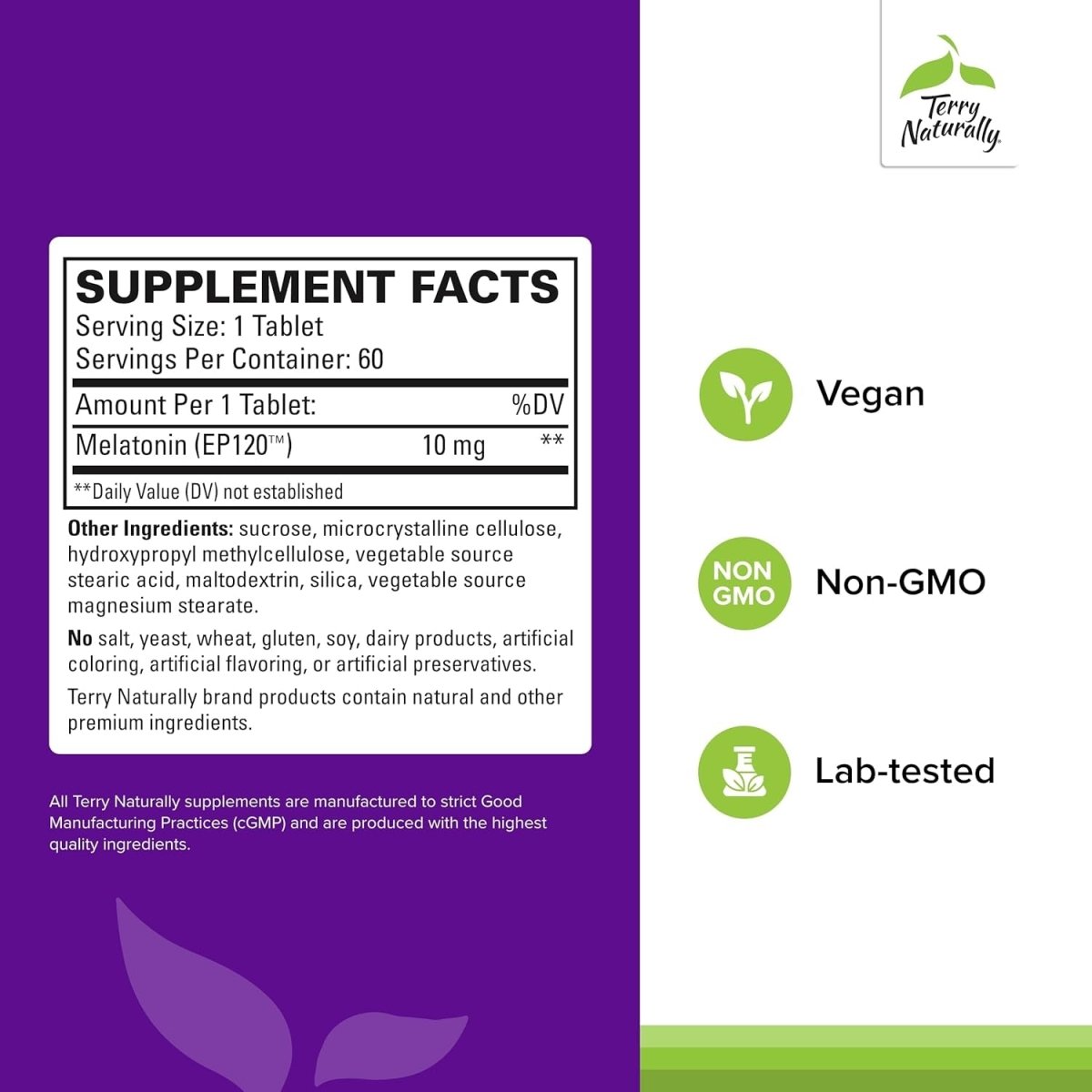 Terry Naturally Melatonin EP120 - Supports Rest & Healthy Immune Function 60 Tablets - Suppviv