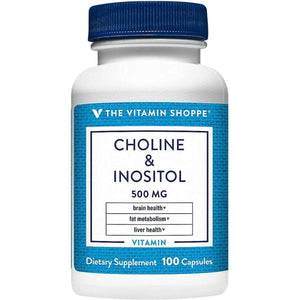 The Vitamin Shoppe Choline & Inositol 500MG, Once Daily Supplement for Fat Metabolism & Brain Health (100 Capsules).