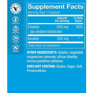 The Vitamin Shoppe Choline & Inositol 500MG, Once Daily Supplement for Fat Metabolism & Brain Health (100 Capsules).