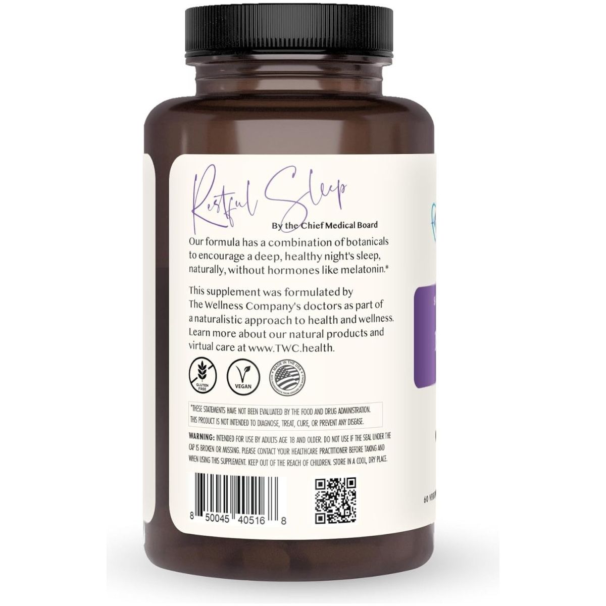 The Wellness Company Restful Sleep with Melatonin | 60 Capsules - Suppviv