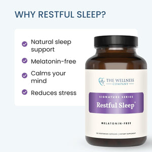 The Wellness Company Restful Sleep with Melatonin | 60 Capsules - Suppviv