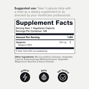 Toniiq Ultra High Strength Apigenin - 100Mg Concentrated Formula 180 Capsules - Suppviv