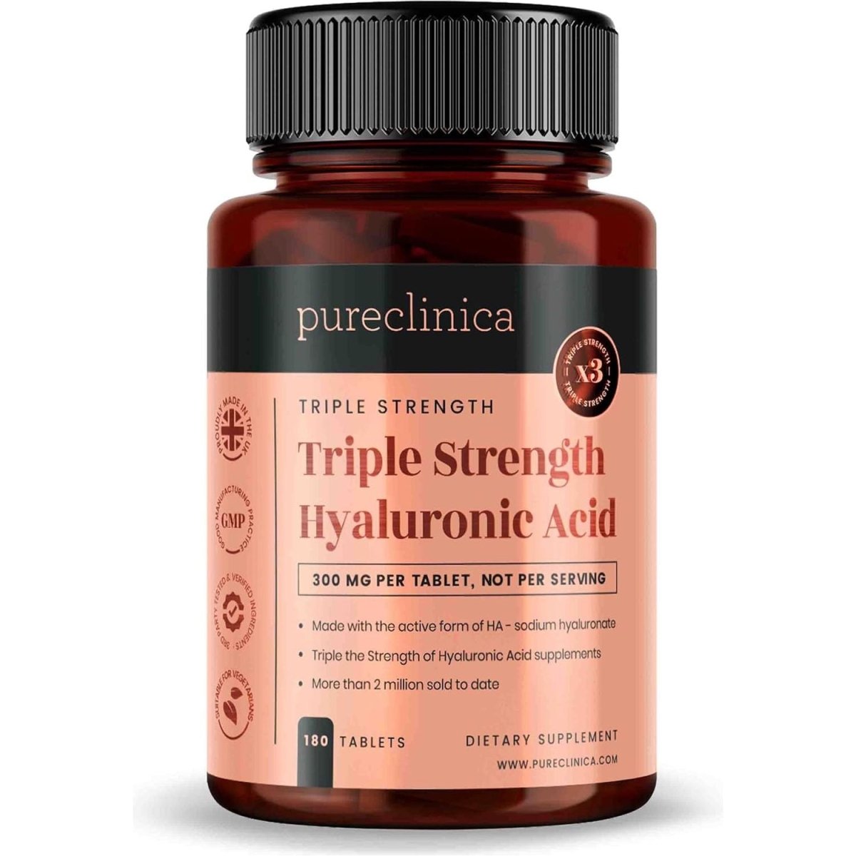 Triple Strength Hyaluronic Acid 300Mg X 180 Tablets - Suppviv