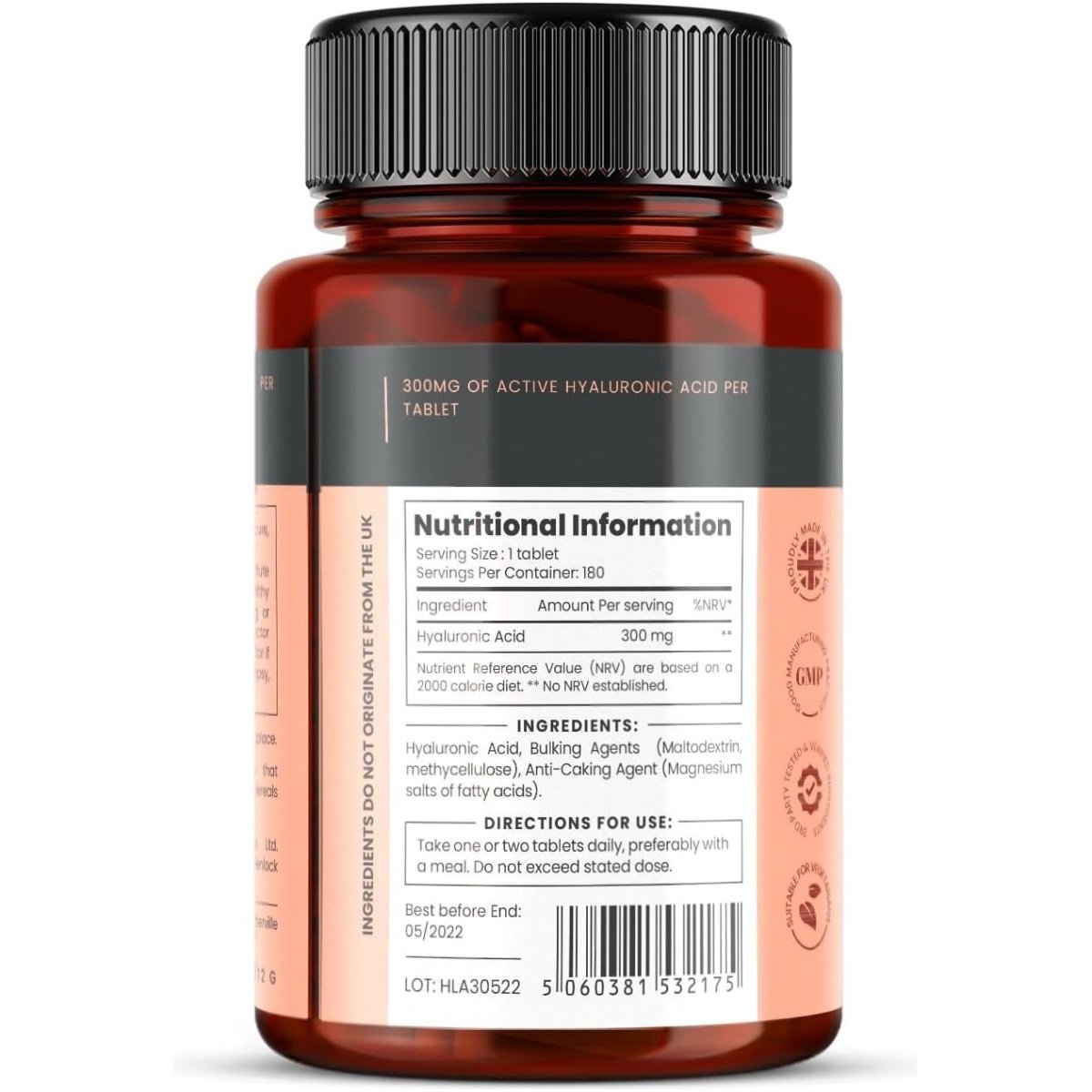 Triple Strength Hyaluronic Acid 300Mg X 180 Tablets - Suppviv