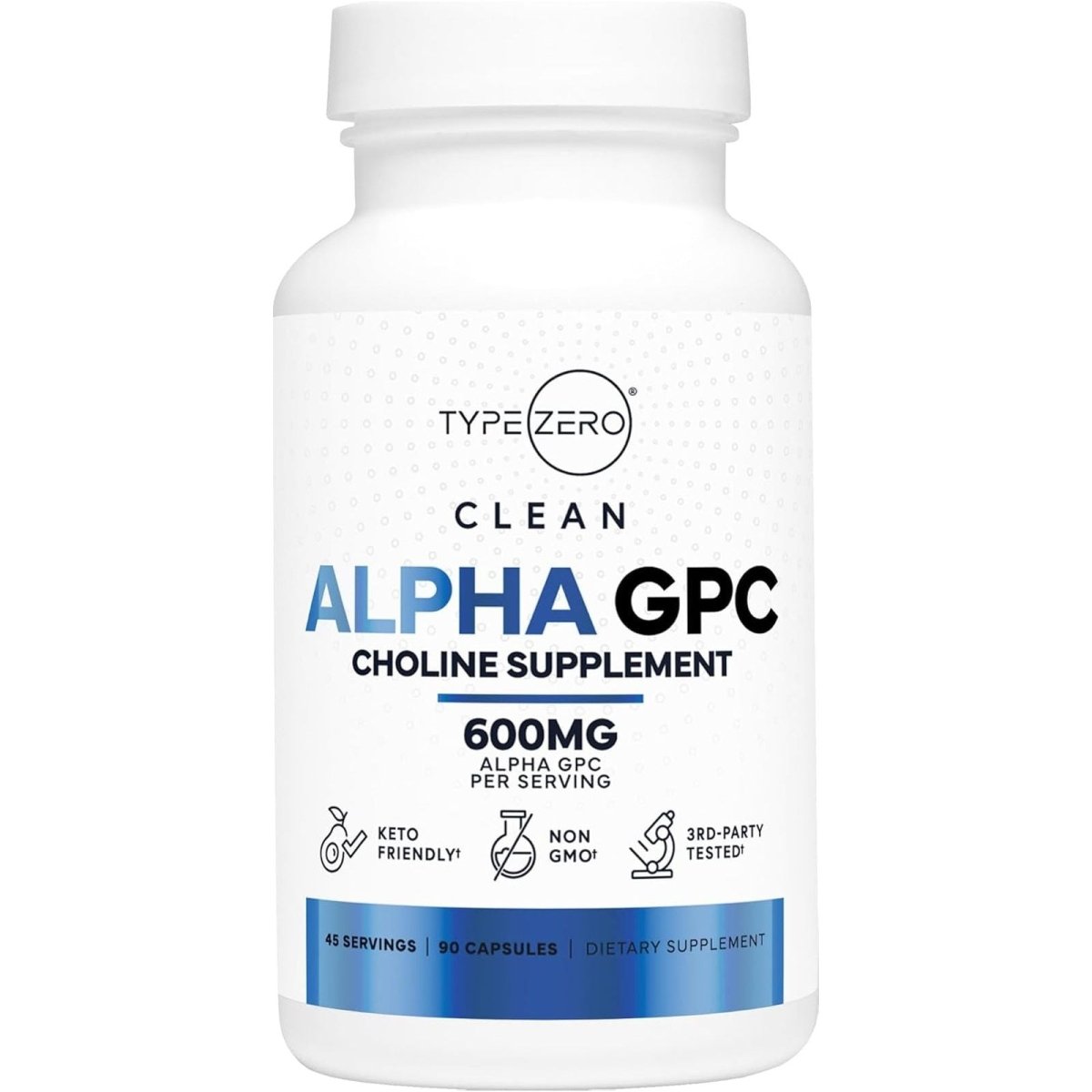 Type Zero Ultra Clean Alpha GPC Choline Supplement (600Mg | 90 Capsules) - Suppviv