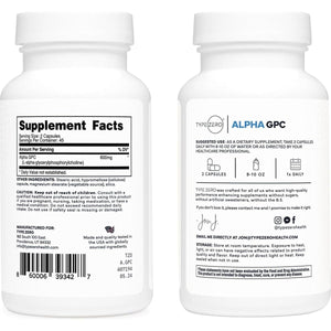 Type Zero Ultra Clean Alpha GPC Choline Supplement (600Mg | 90 Capsules) - Suppviv