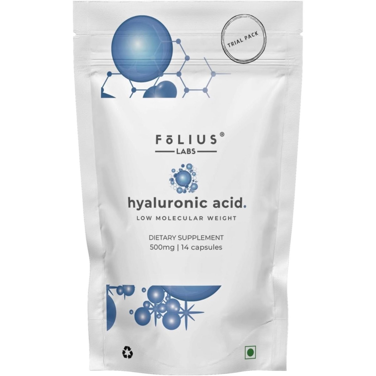 Ultra High Purity Hyaluronic Acid Capsules 500Mg - 95% Sodium Hyaluronate - Suppviv