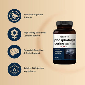 Ultra Strength Phosphatidylserine Supplement 500Mg per Serving, 240 Capsules | Supports Cognitive Health and Brain Function - Suppviv