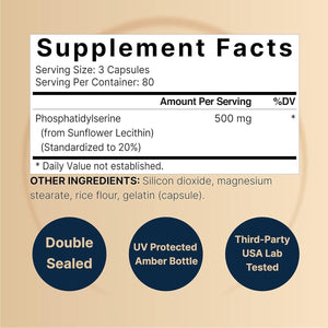 Ultra Strength Phosphatidylserine Supplement 500Mg per Serving, 240 Capsules | Supports Cognitive Health and Brain Function - Suppviv