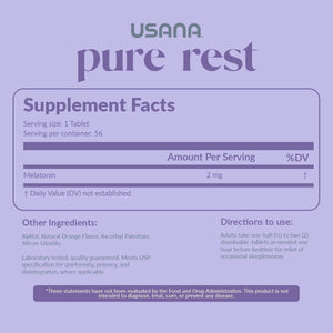 USANA Pure Rest Melatonin Supplement for Sleep Support - 56 Tablets - Suppviv