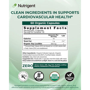 USDA Organic Soy Lecithin Supplement 800 Mg, High Absorption Liquid Organic Capsules, 60 Count - Suppviv