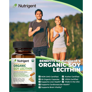 USDA Organic Soy Lecithin Supplement 800 Mg, High Absorption Liquid Organic Capsules, 60 Count - Suppviv