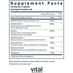 Vital Nutrients Liver Support (Vegan Supplement) Gluten, Dairy and Soy Free 120 Capsules.