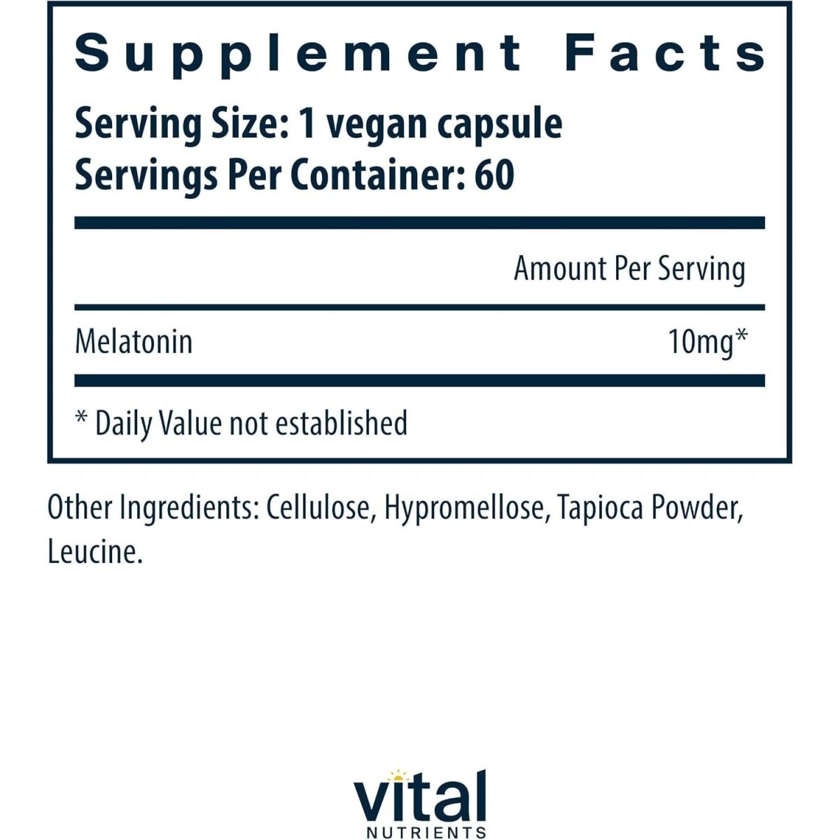 Vital Nutrients Melatonin 10Mg & Sleep Supplement 60 Capsules - Suppviv