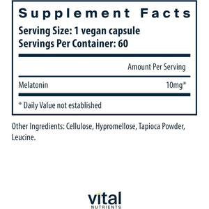 Vital Nutrients Melatonin 10Mg & Sleep Supplement 60 Capsules - Suppviv