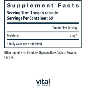 Vital Nutrients Melatonin 3Mg Sleep Supplement 60 Capsules - Suppviv