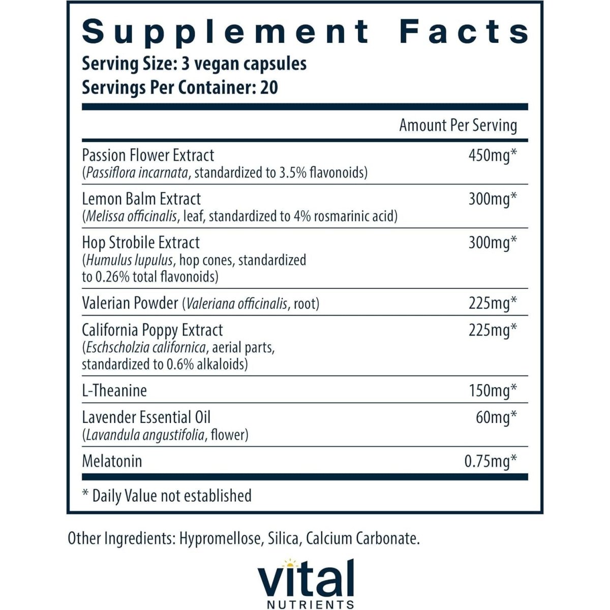Vital Nutrients - Vegan Sleep Supplement | Promotes Relaxation & Restful Sleep 60 Capsules - Suppviv