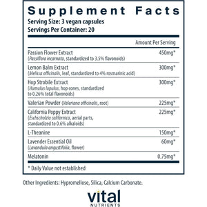 Vital Nutrients - Vegan Sleep Supplement | Promotes Relaxation & Restful Sleep 60 Capsules - Suppviv