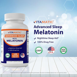 Vitamatic Advanced Sleep Aid with Melatonin - 120 Capsules - Suppviv