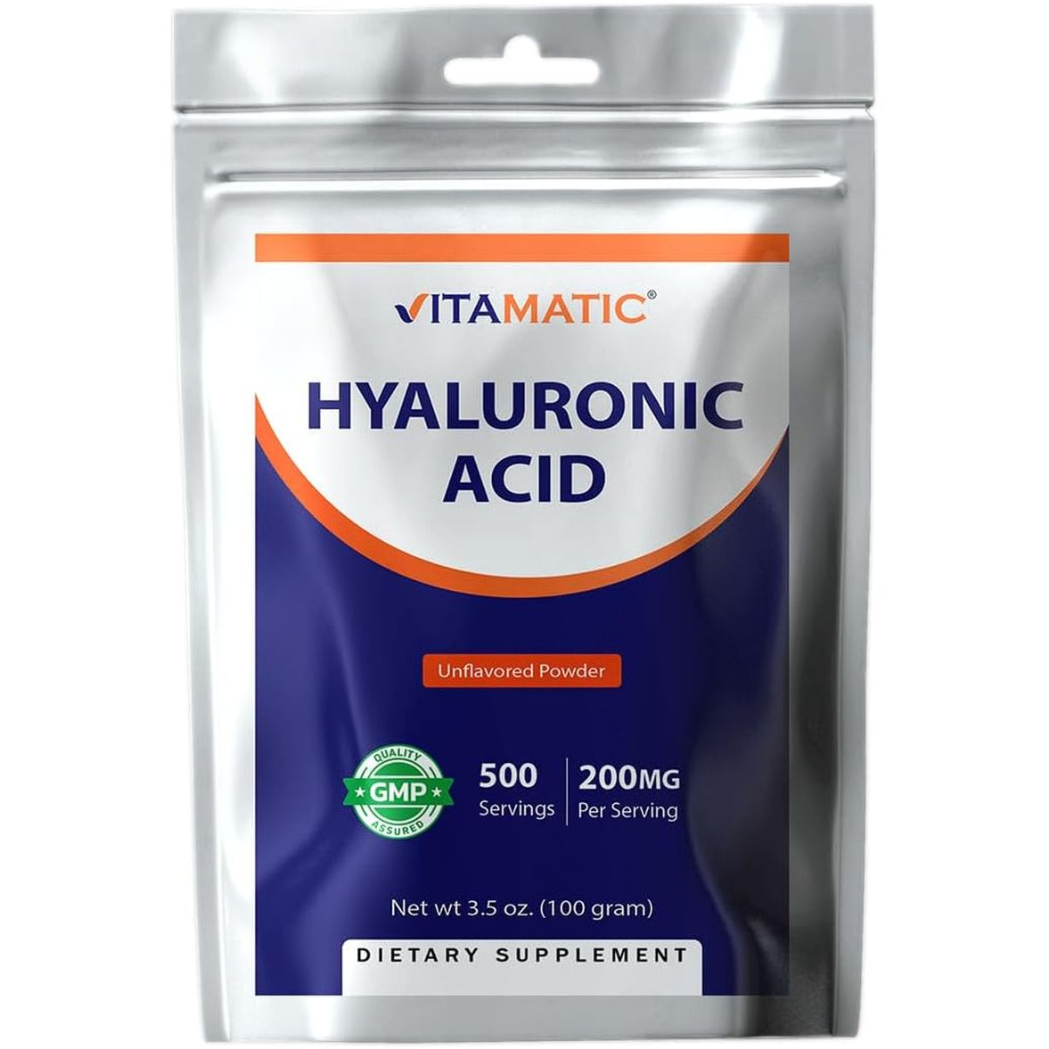 Vitamatic Hyaluronic Acid Powder 200Mg - Supports Healthy Connective Tissue and Joints - 100 Gram - Suppviv