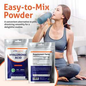 Vitamatic Hyaluronic Acid Powder 200Mg - Supports Healthy Connective Tissue and Joints - 100 Gram - Suppviv