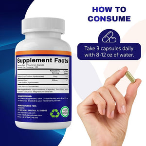 Vitamatic Hyaluronic Acid Supplements 200Mg - Promote Youthful Healthy Skin - 120 Capsules - Suppviv