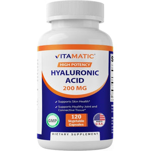 Vitamatic Hyaluronic Acid Supplements 200Mg - Promote Youthful Healthy Skin - 120 Capsules - Suppviv