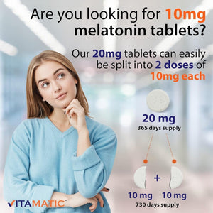 Vitamatic Melatonin 20Mg Tablets - Natural Berry Flavor - 365 Tablets - Suppviv