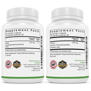 Vitamonk Alpha GPC and Uridine Stack - Mr Happy Stack - Bioavailable Choline Supplements Promote Cognition, Focus, Mental Clarity - Suppviv