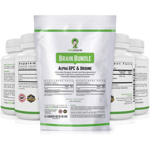 Vitamonk Alpha GPC and Uridine Stack - Mr Happy Stack - Bioavailable Choline Supplements Promote Cognition, Focus, Mental Clarity - Suppviv