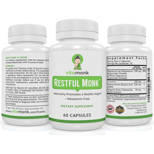 Vitamonk Melatonin Free Sleep Aid with Magnesium, GABA, Theanine and Apigenin - Suppviv