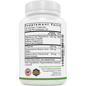 Vitamonk Melatonin Free Sleep Aid with Magnesium, GABA, Theanine and Apigenin - Suppviv