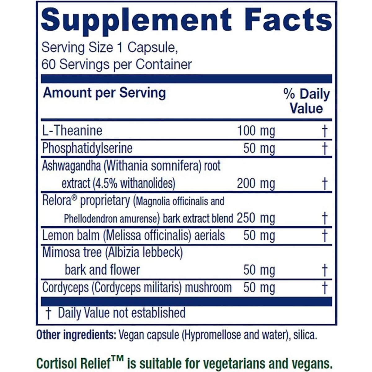 Vitanica Cortisol Relief - Dr. Formulated Sleep, Stress, Cortisol Manager 60 Capsules - Suppviv