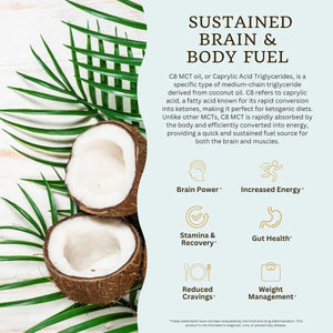 Vitatradingco. 100% Pure C8 MCT Oil | 3X Distilled Caprylic Acid | 32Oz, 64 Servings (Unflavored) - Suppviv